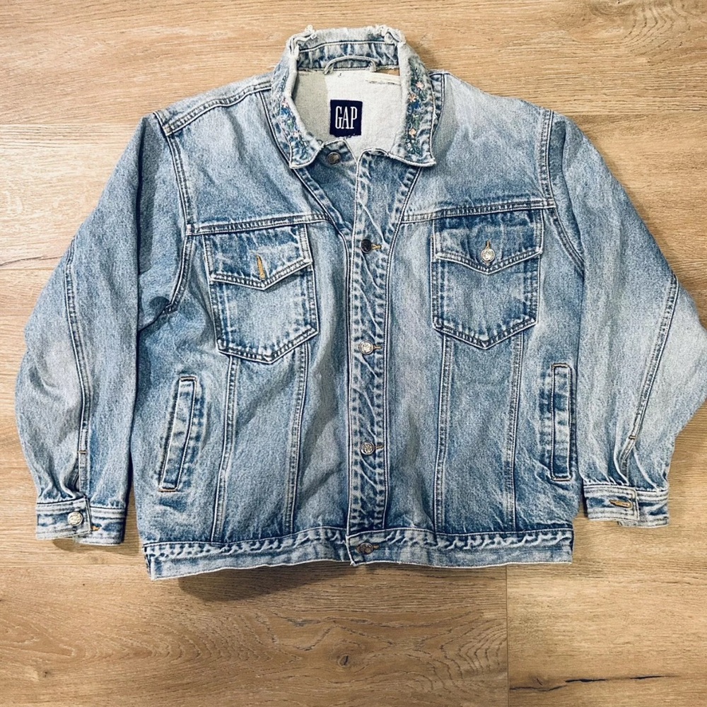 Vintage GAP Denim Jacket W/ Floral Collar